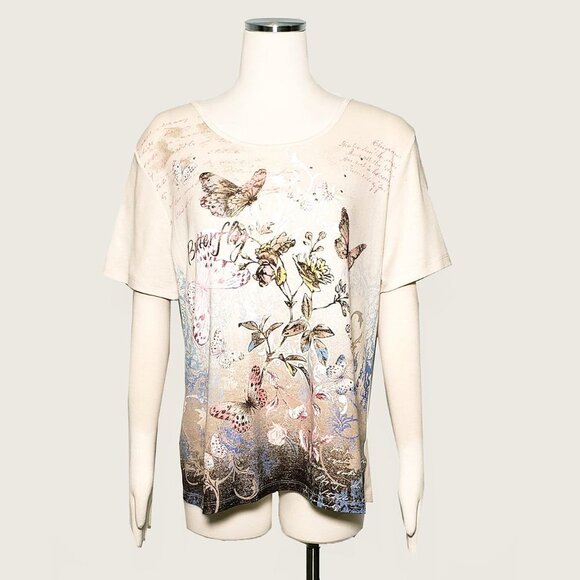 Basic Editions Tops - Basic Editions Butterfly Top with Tacking - NWOT​